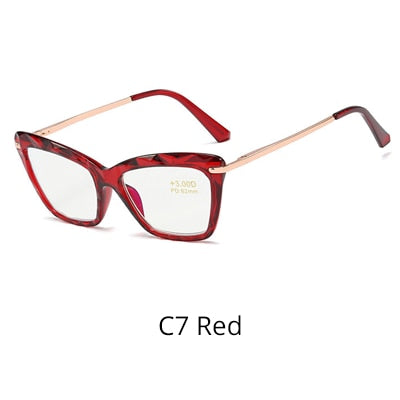 Ralferty Women's Reading Glasses Anti Blue Light Cat Eye Hyperopia +1.0 +1.5 +2.5 Reading Glasses Ralferty C7 Red 0 