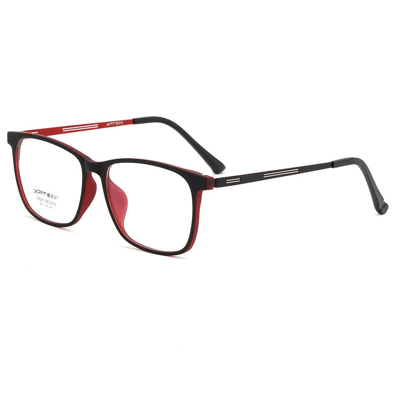 Men's Eyeglasses Ultralight Tr90 Pure Titanium Square Large Size 9825 Frame Gmei Optical Black Red  
