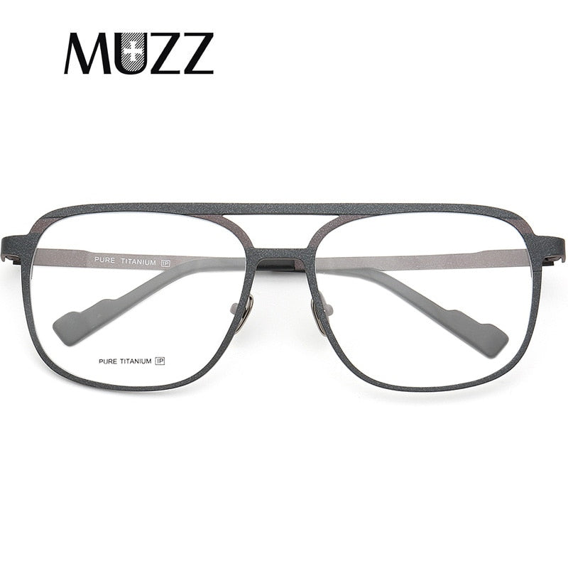 Muzz Unisex Full Rim Square Double Bridge Titanium Frame Eyeglasses T7036 Full Rim Muzz C1  
