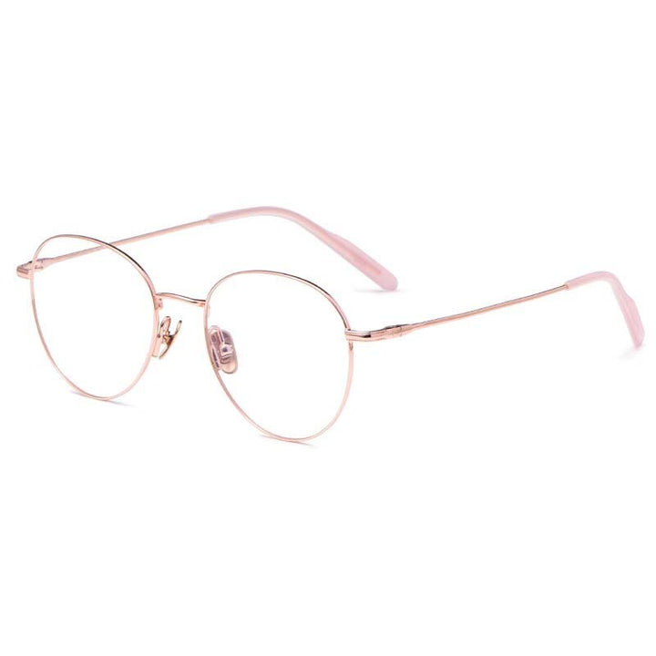 Muzz Unisex Full Rim Round B Titanium Frame Eyeglasses 15022 Full Rim Muzz gold  