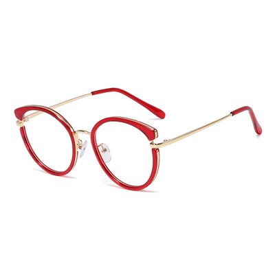 Ralferty Anti Blue Glasses Computer Pink Eyeglasses Frame Women Round Glasses Frame Anti Blue Ralferty C7 Clear Red  