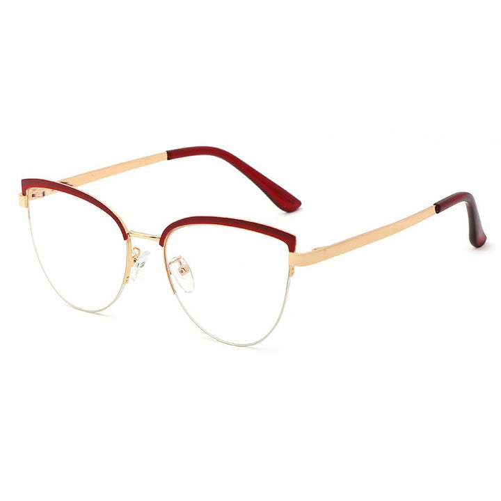 Hotony Women's Full Rim Cat Eye Alloy Frame Eyeglasses 95679 Full Rim Hotony Red  