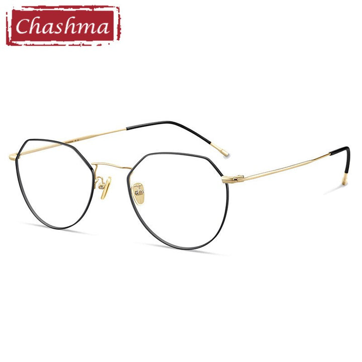 Men's Eyeglasses Alloy 5021 Frame Chashma Black Gold  