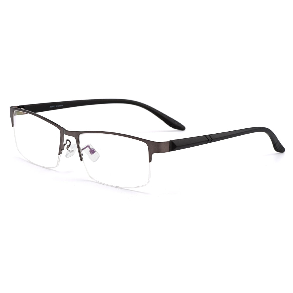 Gmei Men's Eyeglasses Ultralight Alloy Big Face Frame S61012 Semi Rim Gmei Optical   