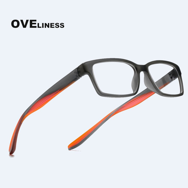 Oveliness Men's Full Rim Square Tr 90 Titanium Eyeglasses 7103 Full Rim Oveliness   