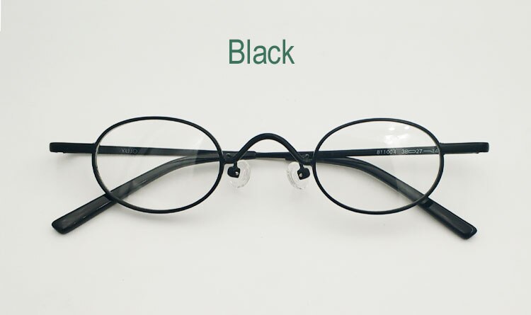 Unisex Small Retro Round Full Rim Eyeglasses Alloy Frame Full Rim Yujo black China 