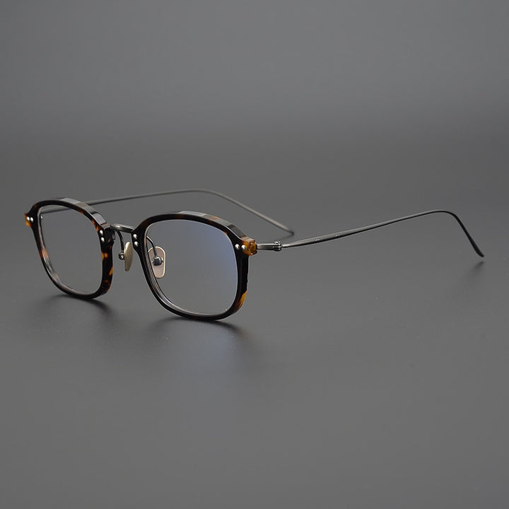 Gatenac Unisex Full Rim Square Acetate Titanium Frame Eyeglasses Gxyj330 Full Rim Gatenac   