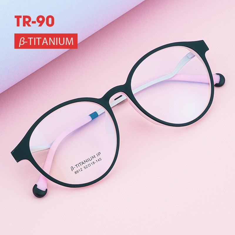KatKani Unisex TR90 Resin β Titanium Round Frame Eyeglasses 8912zy Frame KatKani Eyeglasses   