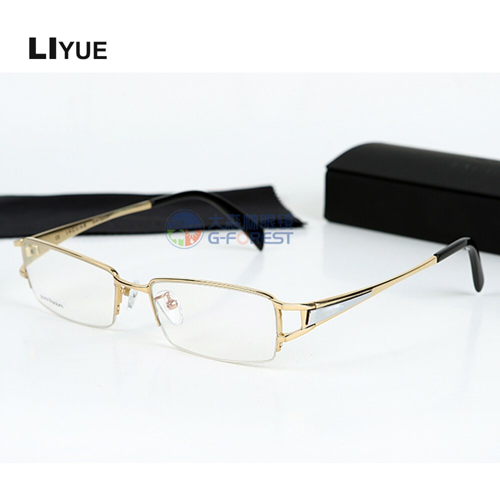 Oveliness Men's Semi Rim Square Titanium Eyeglasses 36020 Semi Rim Oveliness gold  