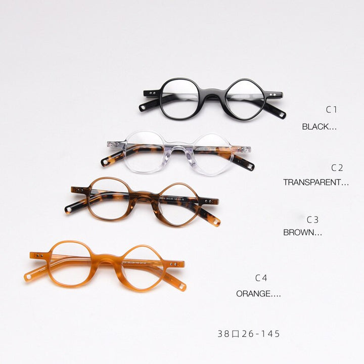 Muzz Men's Full Rim Asymmetric Square Circle Acetate Handcrafted Frame Eyeglasses S98209 Full Rim Muzz   