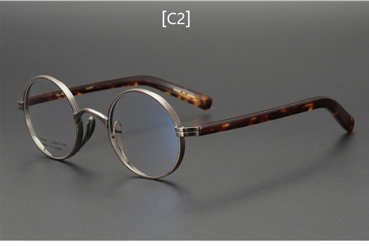 Unisex Thick Round Titanium Acetate Frame Eyeglasses Customizable Lenses Frame Yujo C2 China 