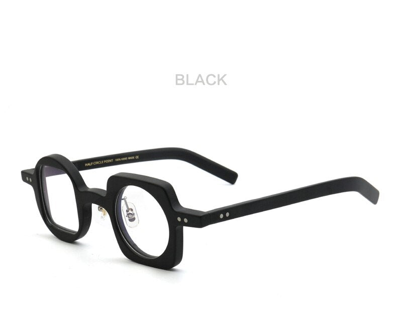 Muzz Men's Full Rim Square Round Asymmetric Acetate Frame Eyeglasses Hp259 Full Rim Muzz 1  