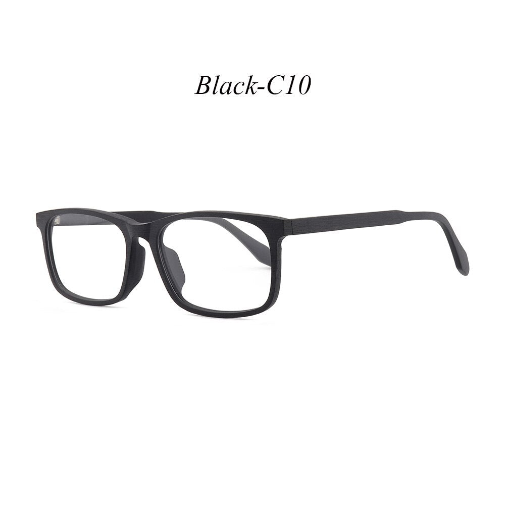 Hdcrafter Unisex Full Rim Oversized Square Wood Frame Eyeglasses 1691 Full Rim Hdcrafter Eyeglasses C10  