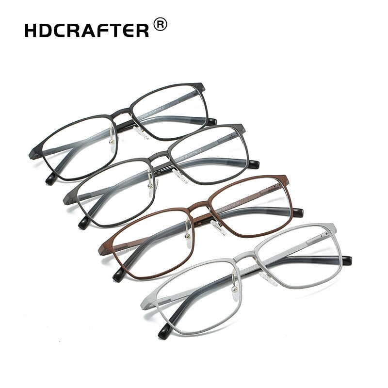 Hdcrafter Men's Eyeglasses P6266 - Modern Square Alloy Frame – FuzWeb