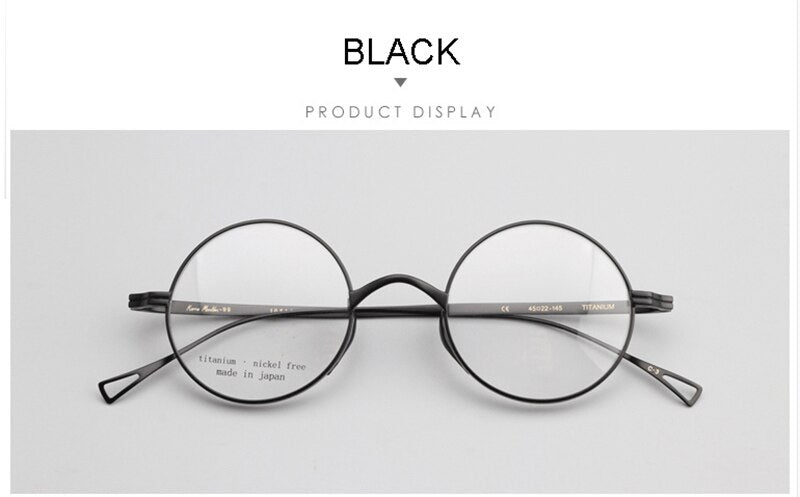 Aissuarvey Small Round Full Titanium Rim Frame Eyeglasses Unisex Frame Aissuarvey Eyeglasses black  