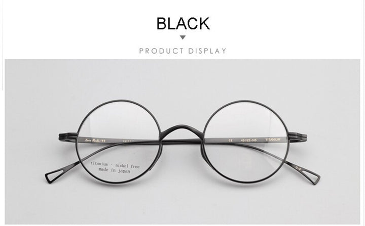 Aissuarvey Small Round Full Titanium Rim Frame Eyeglasses Unisex Frame Aissuarvey Eyeglasses black  