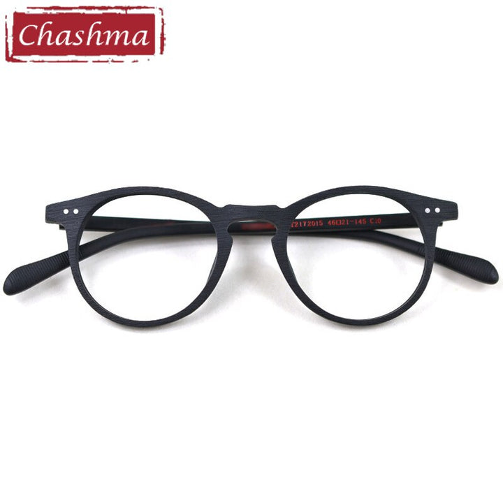 Chashma Men's Full Rim Round Acetate Frame Eyeglasses 2172015 Full Rim Chashma Matte Black  
