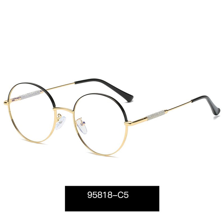 Hotony Women's Full Rim Round Alloy Frame Eyeglasses 95818 Full Rim Hotony C5  