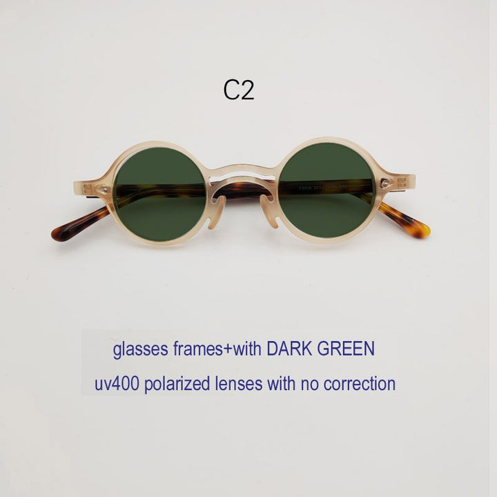 Men's Acetate Plate Frame Round Polarized Sunglasses Customizable Lenses Sunglasses Yujo C2 China Other