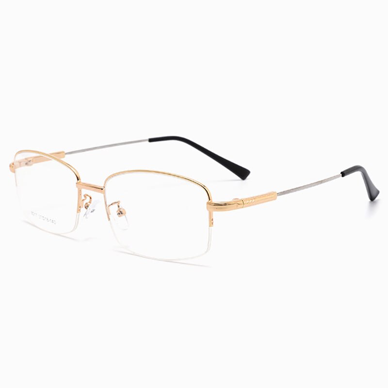 Hotochki Men's Semi Rim Square Alloy Eyeglasses 8217 Semi Rim Hotochki Gold  