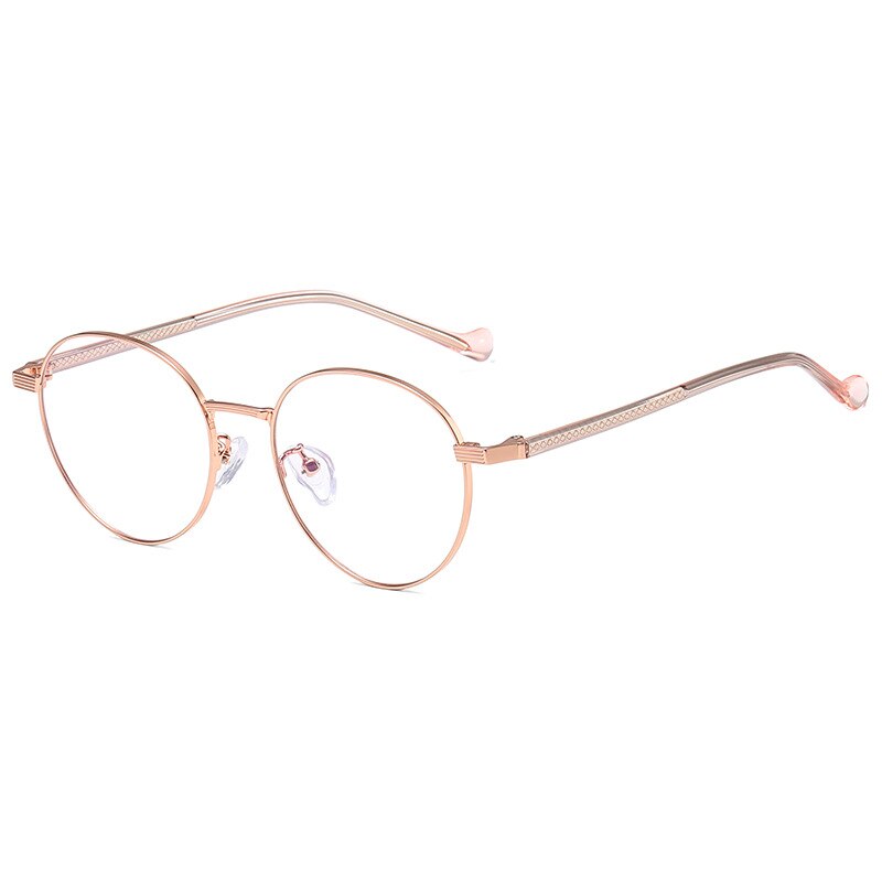 Handoer Unisex Full Rim Round Square Alloy Acetate Eyeglasses 1903 Full Rim Handoer ROSE GOLD  