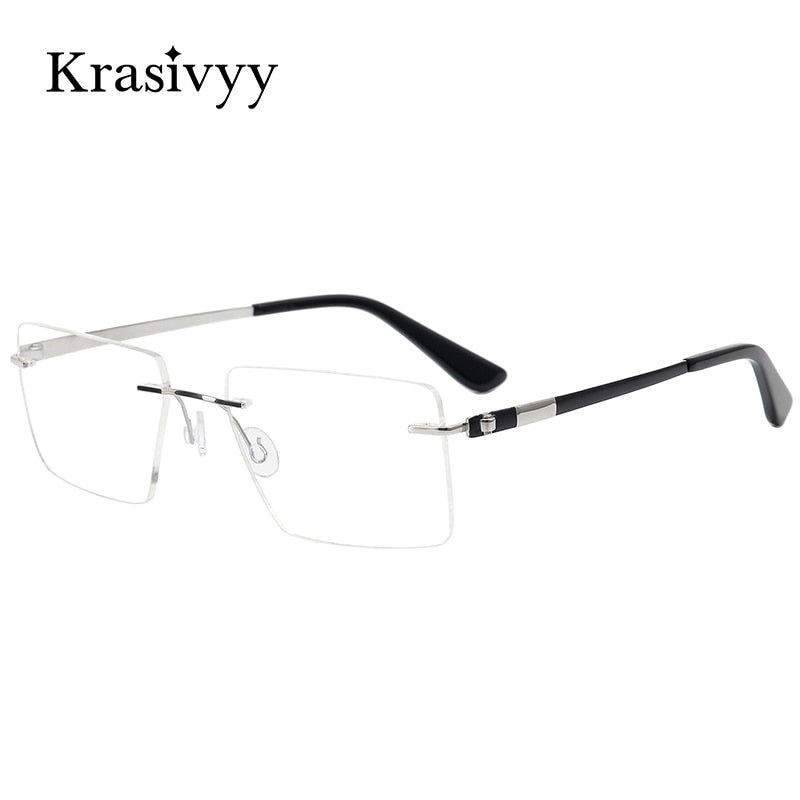 Krasivyy Men's  Rimless Square Screwless Titanium Eyeglasses Kr5016 Rimless Krasivyy   