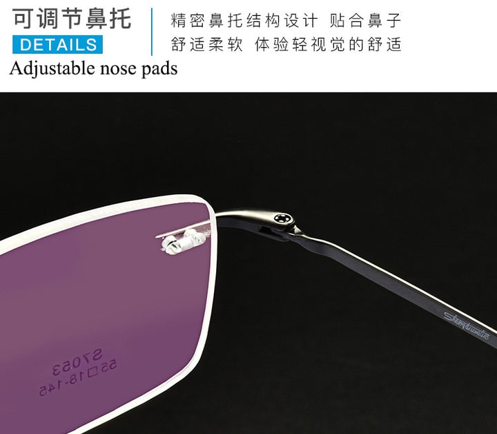 Men's Rimless Square Alloy Frame Eyeglasses Customizable Lenses Zt7053 Rimless Bclear   