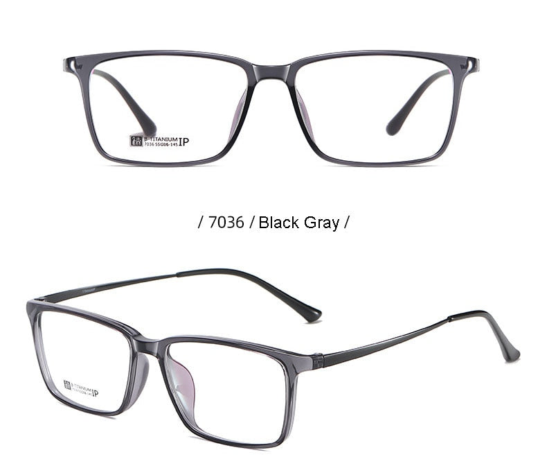 Hotochki Men's Full Rim Beta Titanium Frame Rectangular Eyeglasses 7036 Full Rim Hotochki   