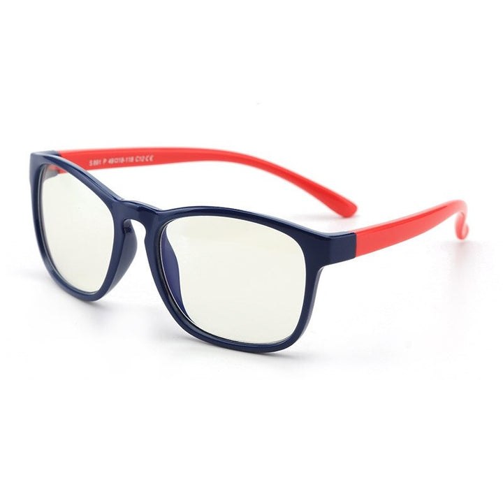 Yimaruili Unisex Children's Full Rim Silicone Frame Eyeglasses F891 Full Rim Yimaruili Eyeglasses Dark Blue Red  