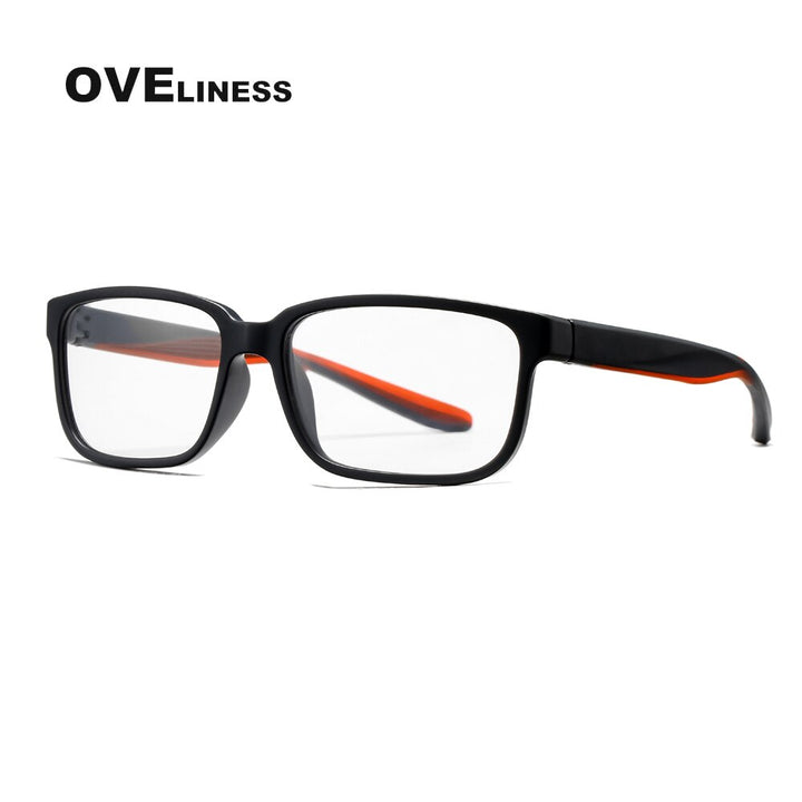 Oveliness Men's Full Rim Square Tr 90 Titanium Eyeglasses 7102 Full Rim Oveliness grey orange  