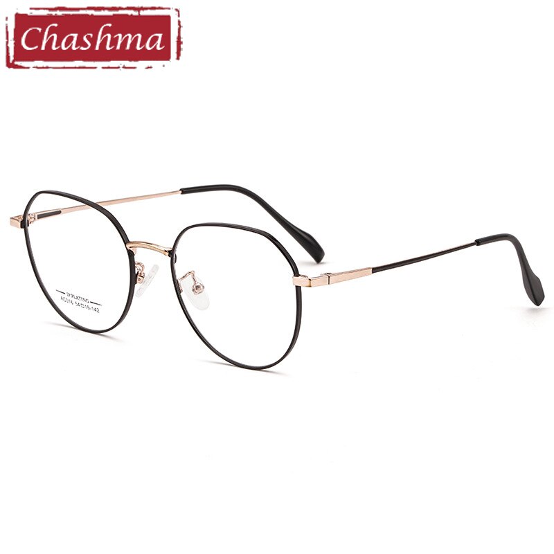 Chashma Ottica Unisex Full Rim Round Stainless Steel Eyeglasses Ac016 Full Rim Chashma Ottica Black Rose Gold  