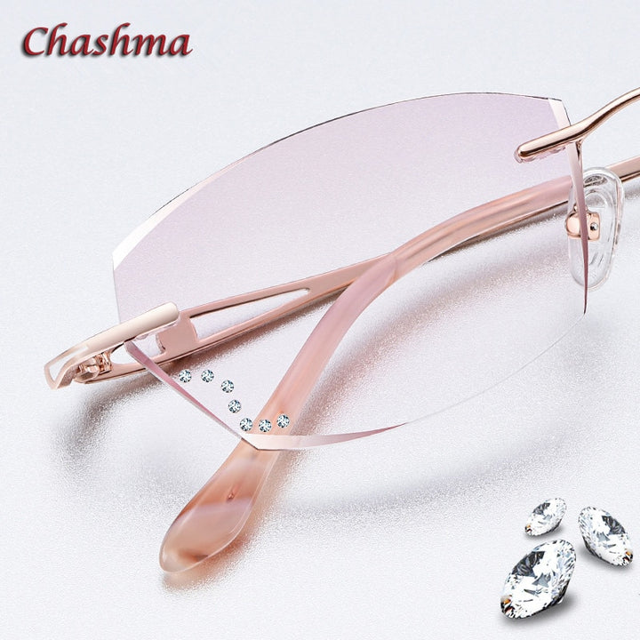 Chashma Ochki Women's Rimless Square Titanium Eyeglasses Tinted Lenses 99101 Rimless Chashma Ochki   