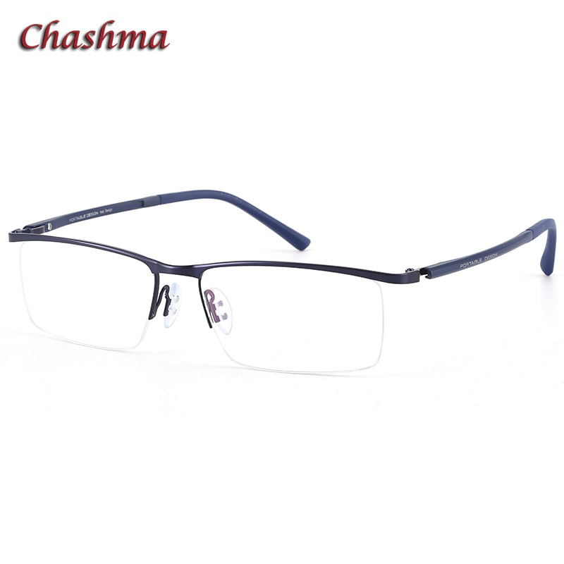 Chashma Ochki Men's Semi Rim Square Alloy Eyeglasses 9218 Semi Rim Chashma Ochki Blue  