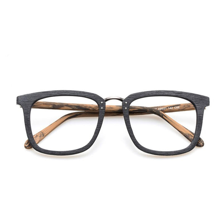 Hdcrafter Men's Full Rim Square Wood Metal Frame Eyeglasses 1287 Full Rim Hdcrafter Eyeglasses   