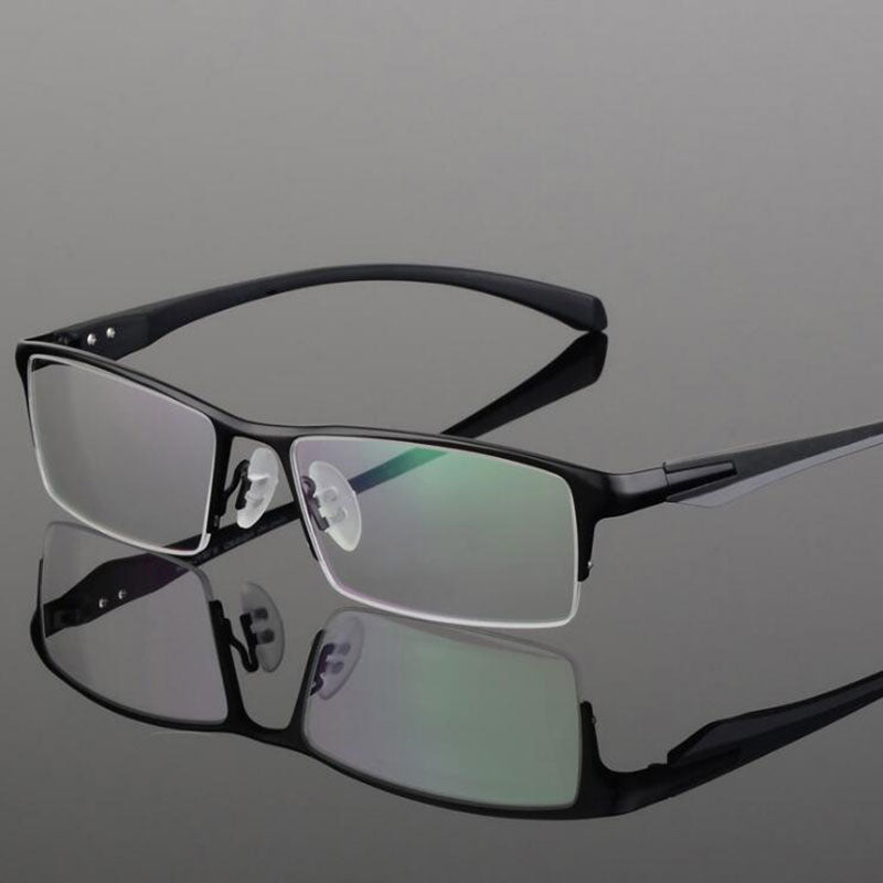 Hotochki Men's Semi Rim IP Electronic Plated Alloy Frame Eyeglasses 9065 Semi Rim Hotochki black  