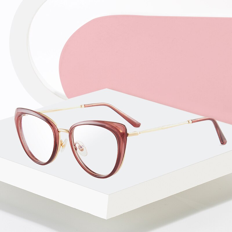 Hotony Women's Full Rim TR 90 Resin Cat Eye Frame Eyeglasses 7007 Full Rim Hotony   