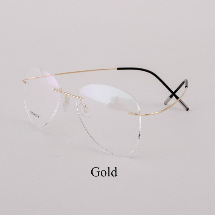 Bclear Men's Eyeglasses Titanium Rimless Lightweight Flexible 20002 Rimless Bclear Gold  