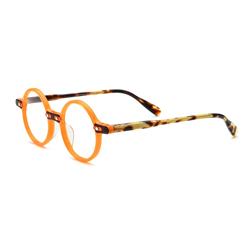 Gatenac Unisex Full Rim Round Acetate Frame Eyeglasses Gxyj673 Full Rim Gatenac Orange  
