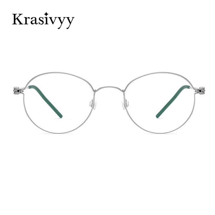 Krasivyy Men's Full Rim Round Screwless Titanium Eyeglasses Kr67510 Full Rim Krasivyy   