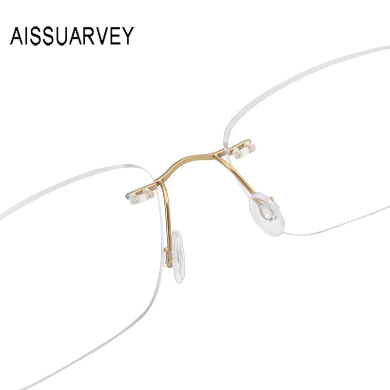 Aissuarvey Titanium Rimless Rectangular Frame Unisex Eyeglasses Rimless Aissuarvey Eyeglasses   