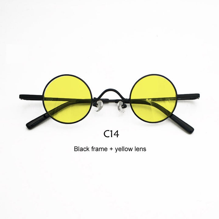 Unisex Acetate Alloy Frame Small Round Sunglasses Sunglasses Yujo C14 China 