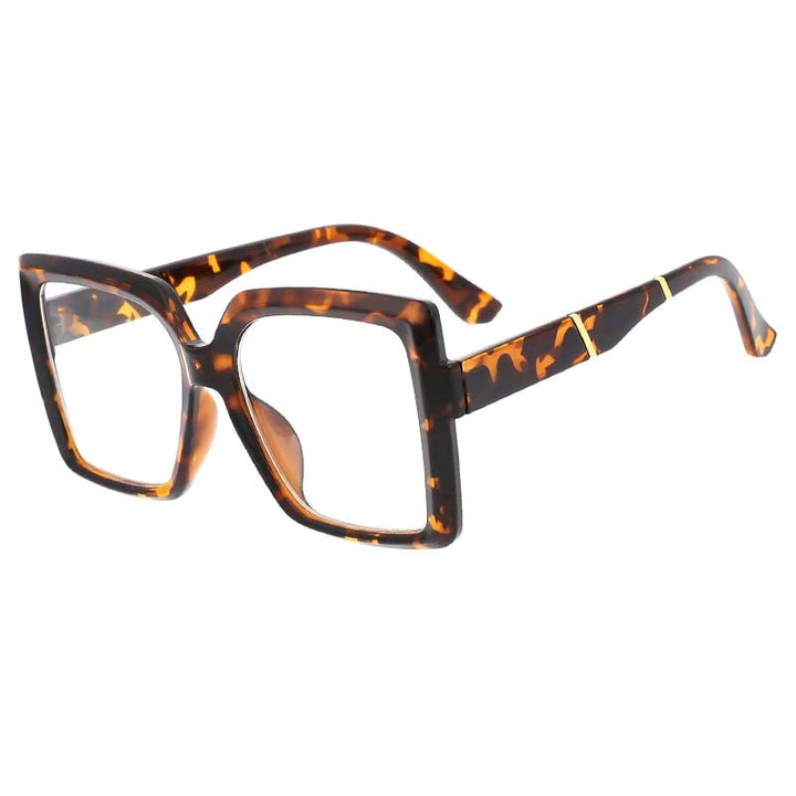 CCSpace Women's Full Rim Oversize Square Resin Frame Eyeglasses 53319 Full Rim CCspace Leopard  