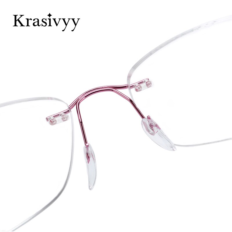 Krasivyy Women's Rimless Square Screwless Memory Titanium Eyeglasses Kr16015 Rimless Krasivyy   