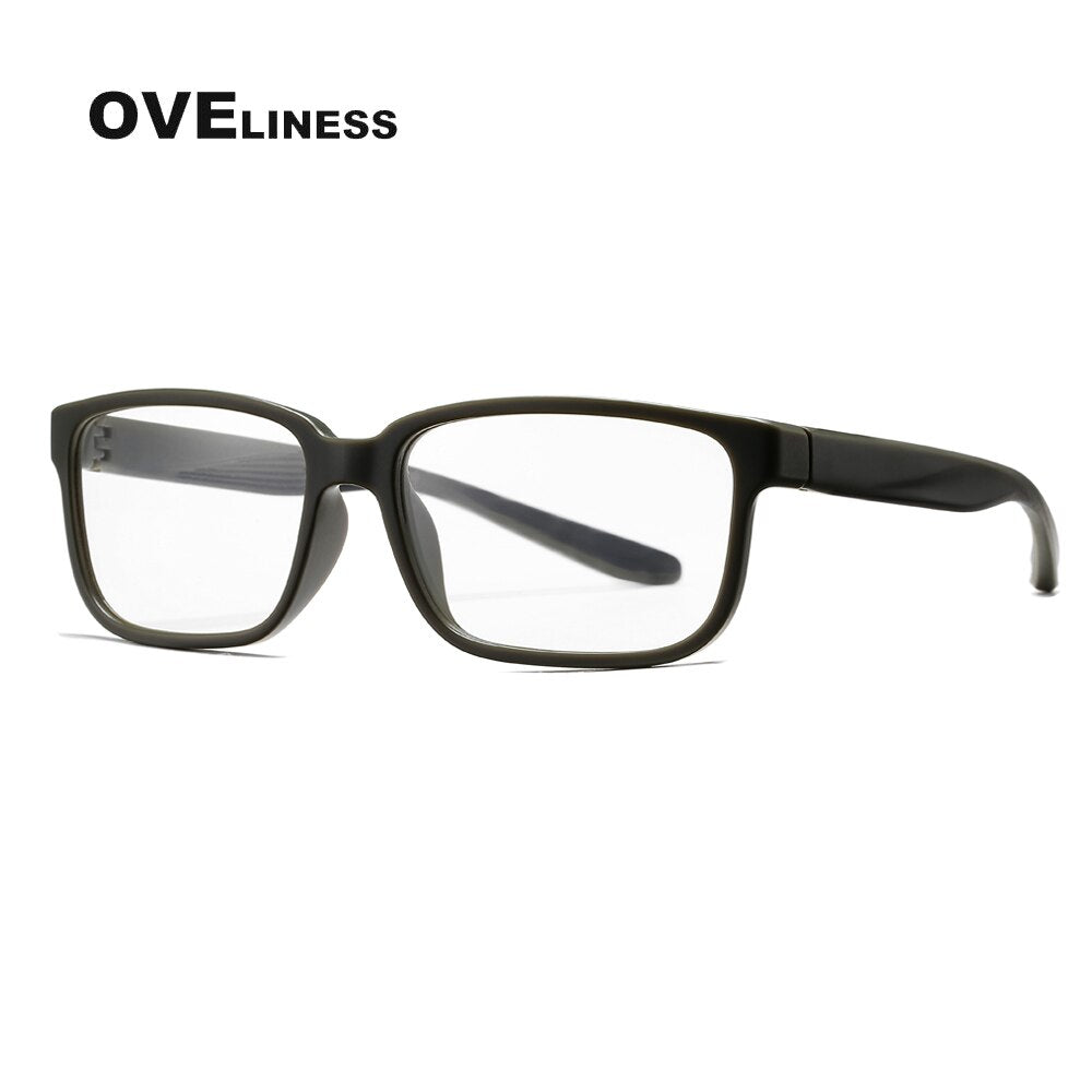 Oveliness Men's Full Rim Square Tr 90 Titanium Eyeglasses 7102 Full Rim Oveliness green black  