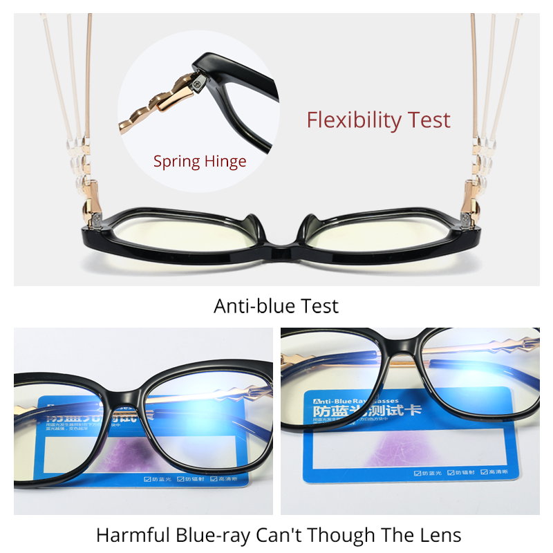Ralferty Women's Eyeglasses Crystal Cat's Eye Anti Blue Light F95668 Anti Blue Ralferty   