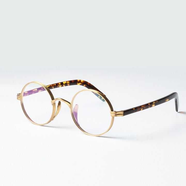 Aissuarvey Full Round Rim Titanium Acetate Frame Unisex Eyeglasses Frame Aissuarvey Eyeglasses Gold  