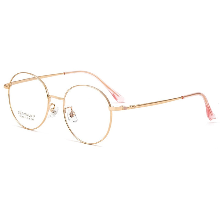 KatKani Unisex Full Rim Round Titanium Frame Eyeglasses 32249 Full Rim KatKani Eyeglasses Rose Gold  