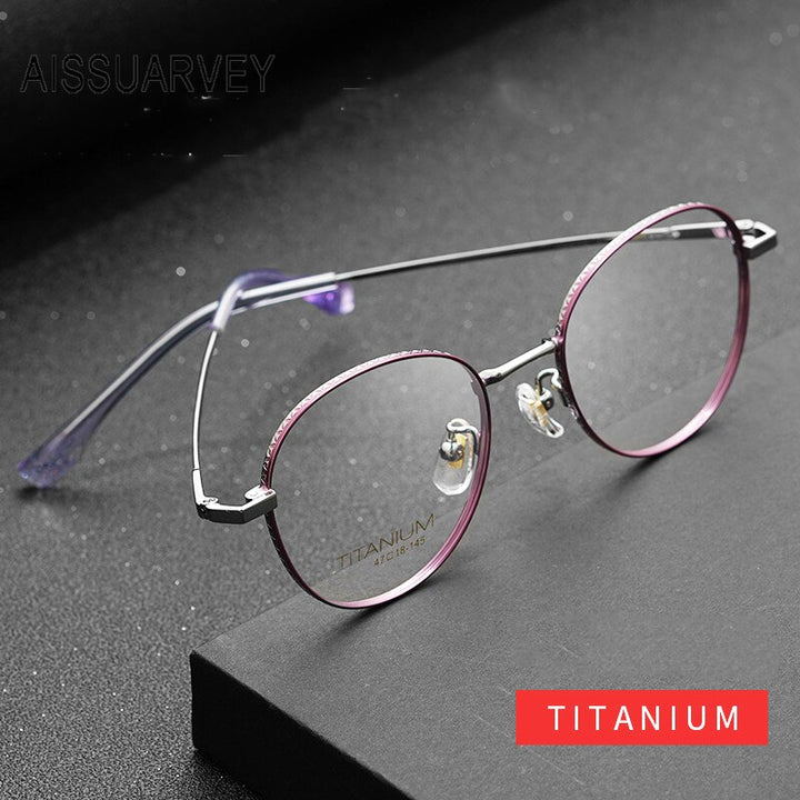 Aissuarvey Round Full Titanium Rim Frame Unisex Eyeglasses Full Rim Aissuarvey Eyeglasses   