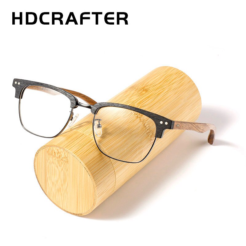 Hdcrafter Unisex Full Rim Square Wood Alloy Frame Eyeglasses 5608 Full Rim Hdcrafter Eyeglasses   