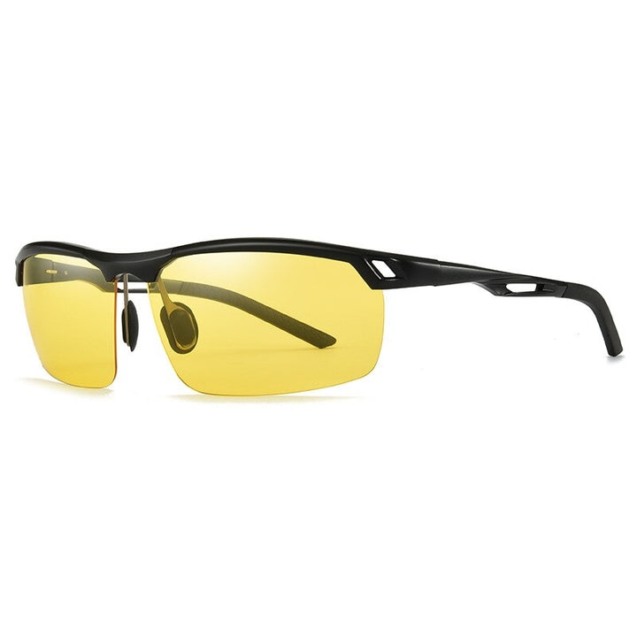 Yimaruili Unisex Semi Rim Aluminum Magnesium Frame Polarized Sunglasses 8550 Sunglasses Yimaruili Sunglasses Night Vision Goggles black 